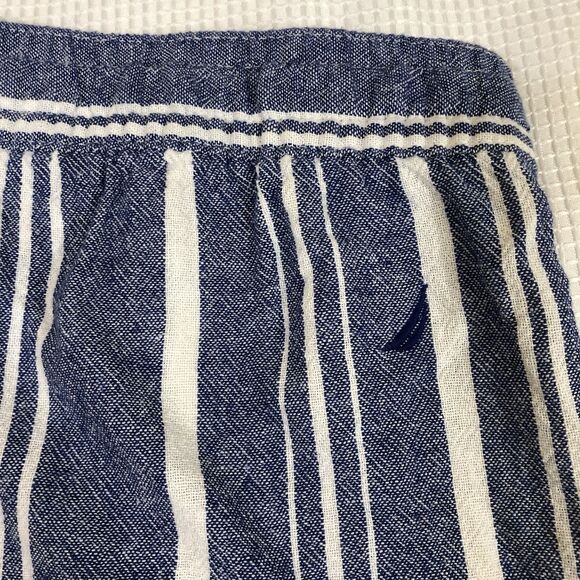 Nautica Shorts Womens Extra Large Blue White Striped Linen Blend Pockets Casual - Picture 4 of 8